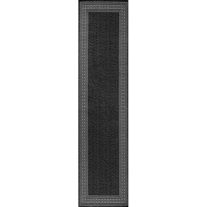 Lucia Classic Diamond Border Black/Gray 2 ft. x 8 ft. Indoor/Outdoor Runner Rug