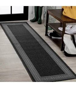 Jonathany Santa Monica SMB207G Black/Gray Area Rug 2 ft. X 8 ft. Runner