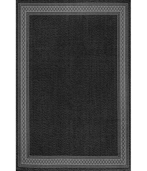 Lucia Classic Diamond Border Black/Gray 4 ft. x 6 ft. Indoor/Outdoor Area Rug