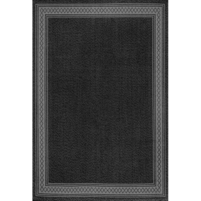 Lucia Classic Diamond Border Black/Gray 3 ft. x 5 ft. Indoor/Outdoor Area Rug