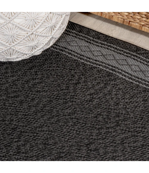 Lucia Classic Diamond Border Black/Gray 2 ft. x 8 ft. Indoor/Outdoor Runner Rug