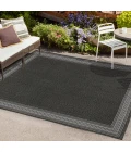 Lucia Classic Diamond Border Black/Gray 4 ft. x 6 ft. Indoor/Outdoor Area Rug