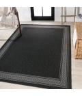 Lucia Classic Diamond Border Black/Gray 4 ft. x 6 ft. Indoor/Outdoor Area Rug