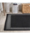 Lucia Classic Diamond Border Black/Gray 4 ft. x 6 ft. Indoor/Outdoor Area Rug