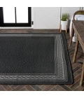 Lucia Classic Diamond Border Black/Gray 4 ft. x 6 ft. Indoor/Outdoor Area Rug