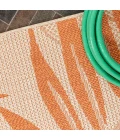 Havana Tropical Palm Leaf Cream/Orange 2 ft. x 8 ft. Indoor/Outdoor Runner Rug