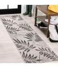 Havana Tropical Palm Leaf Gray/Black 2 ft. x 8 ft. Indoor/Outdoor Runner Rug
