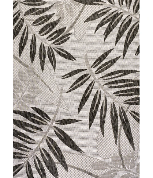 Havana Tropical Palm Leaf Gray/Black 3 ft. x 5 ft. Indoor/Outdoor Area Rug