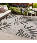 Havana Tropical Palm Leaf Gray/Black 3 ft. x 5 ft. Indoor/Outdoor Area Rug