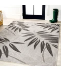 Havana Tropical Palm Leaf Gray/Black 3 ft. x 5 ft. Indoor/Outdoor Area Rug