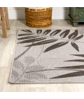 Havana Tropical Palm Leaf Gray/Black 3 ft. x 5 ft. Indoor/Outdoor Area Rug