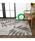 Havana Tropical Palm Leaf Gray/Black 3 ft. x 5 ft. Indoor/Outdoor Area Rug