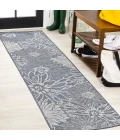 Bahamas Modern All-Over Floral Navy/Gray 2 ft. x 8 ft. Indoor/Outdoor Runner Rug