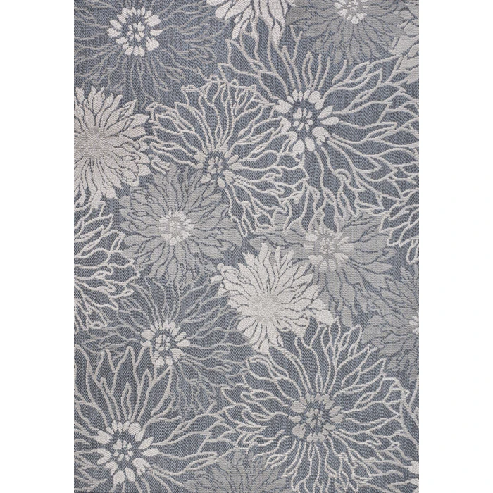 Bahamas Modern All-Over Floral Navy/Gray 3 ft. x 5 ft. Indoor/Outdoor Area Rug