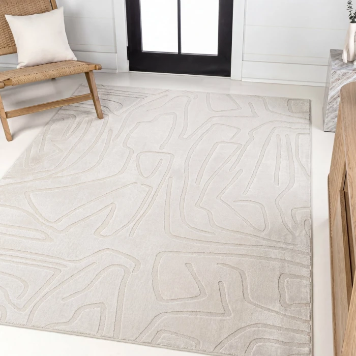 Jonathan Y SANDSTONE White SND102B 5ft.3in. X 7ft.7in. Rect. Rug