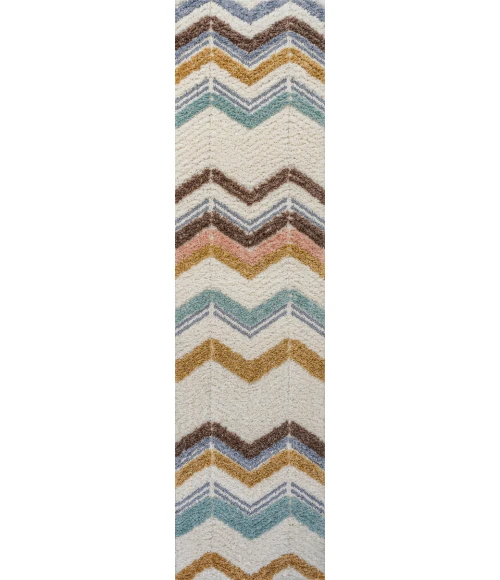 Elin Chevron High-Low Multi/Cream 2 ft. x 8 ft. Runner Rug