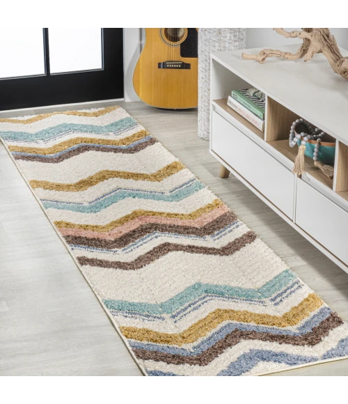 Elin Chevron High-Low Multi/Cream 2 ft. x 8 ft. Runner Rug