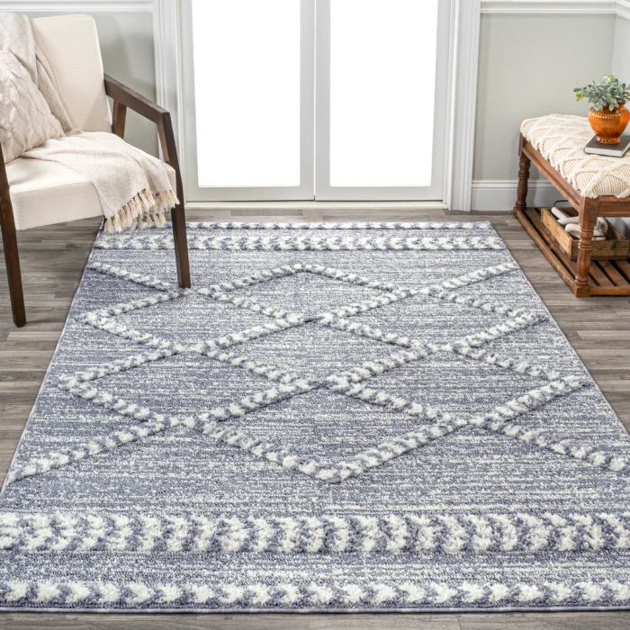 Sofie Moroccan Trellis High-Low Gray/Cream 3 ft. x 5 ft. Area Rug