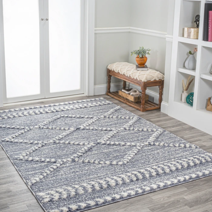 Sofie Moroccan Trellis High-Low Gray/Cream 3 ft. x 5 ft. Area Rug