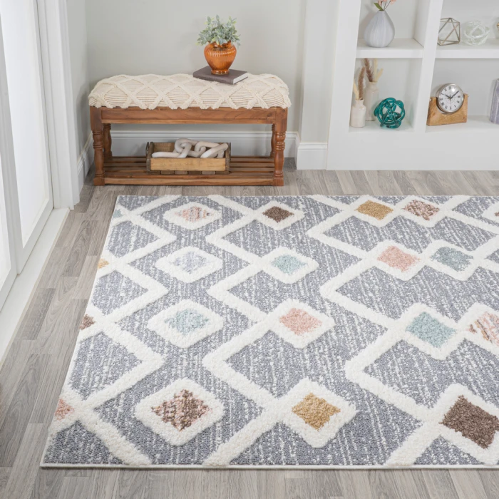 Monique Trellis High-Low Multi/Gray 3 ft. x 5 ft. Area Rug