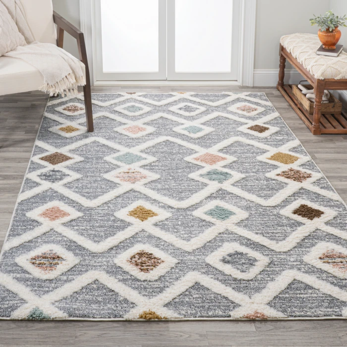 Monique Trellis High-Low Multi/Gray 3 ft. x 5 ft. Area Rug