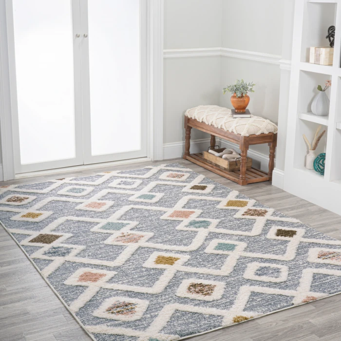Monique Trellis High-Low Multi/Gray 3 ft. x 5 ft. Area Rug