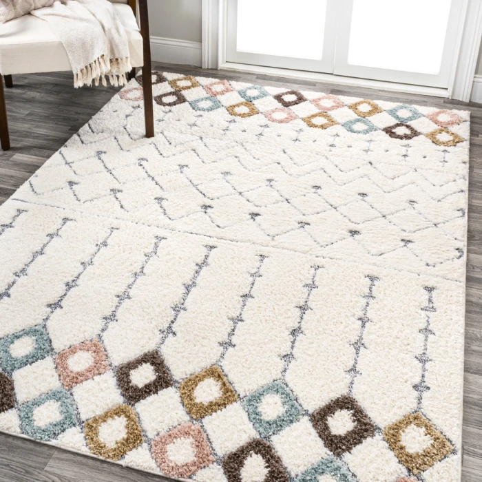 Pia Moroccan Trellis Plush Carved Multi/Cream 5 ft. x 8 ft. Area Rug