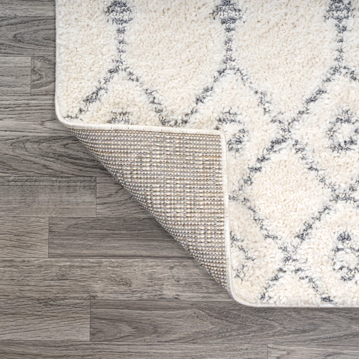 Pia Moroccan Trellis Plush Carved Cream/Gray 3 ft. x 5 ft. Area Rug