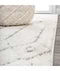 Pia Moroccan Trellis Plush Carved Cream/Gray 3 ft. x 5 ft. Area Rug