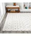 Pia Moroccan Trellis Plush Carved Cream/Gray 3 ft. x 5 ft. Area Rug