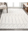 Pia Moroccan Trellis Plush Carved Cream/Gray 3 ft. x 5 ft. Area Rug