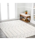 Pia Moroccan Trellis Plush Carved Cream/Gray 3 ft. x 5 ft. Area Rug