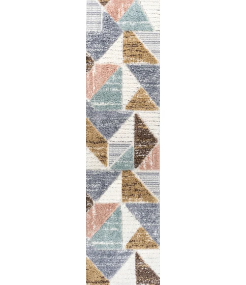 Aileen Geometric Scandi Colorblock Carved Multi 2 ft. x 8 ft. Runner Rug