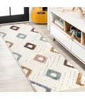 Amira Diamond Tribal High-Low Multi/Cream 2 ft. x 8 ft. Runner Rug