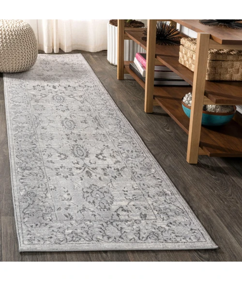 Lotus Modern Persian Floral Gray 2 ft. x 8 ft. Runner Rug