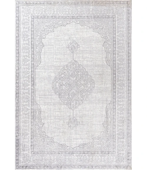 Mughal Ornate Medallion Traditional Gray 8 ft. x 10 ft. Area Rug
