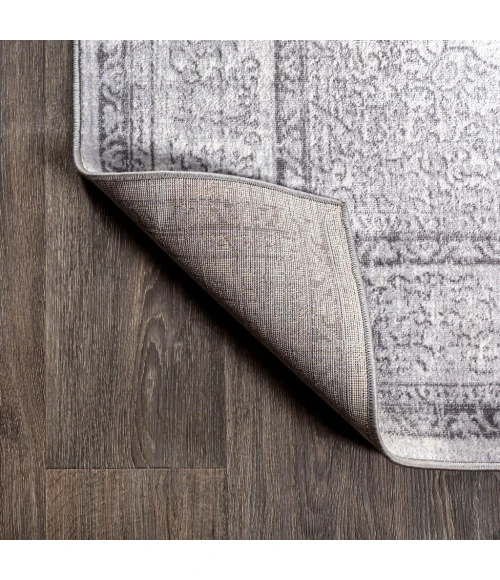 Mughal Ornate Medallion Traditional Gray 2 ft. x 8 ft. Runner Rug