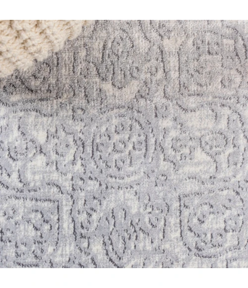 Mughal Ornate Medallion Traditional Gray 2 ft. x 8 ft. Runner Rug