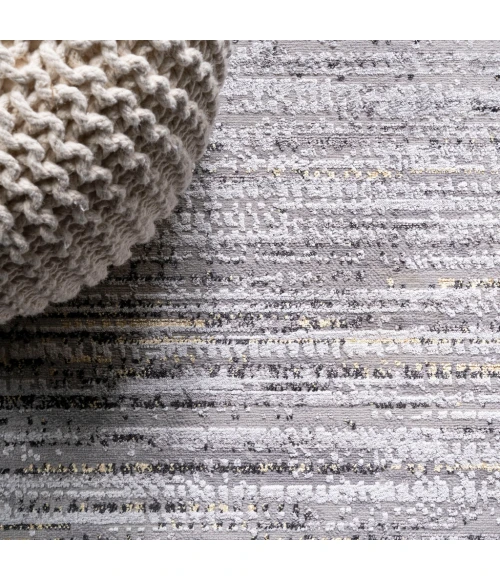 Loom Modern Strie' Gray/Black 8 ft. x 10 ft. Area Rug