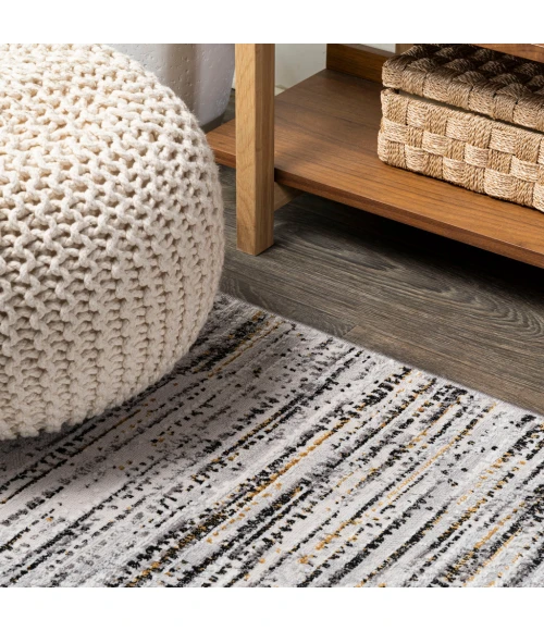Loom Modern Strie' Gray/Black 8 ft. x 10 ft. Area Rug