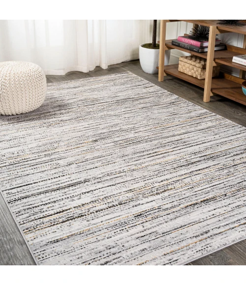 Loom Modern Strie' Gray/Black 8 ft. x 10 ft. Area Rug