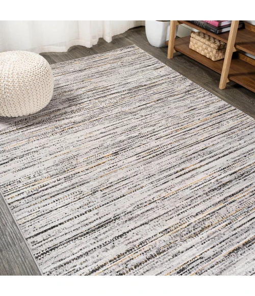 Loom Modern Strie' Gray/Black 8 ft. x 10 ft. Area Rug