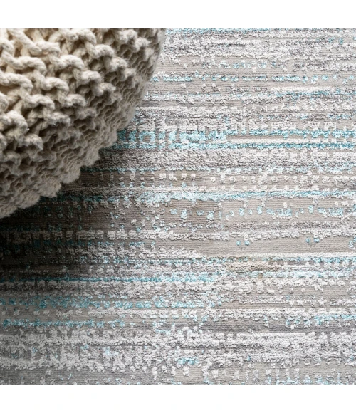 Loom Modern Strie' Gray/Turquoise 5 ft. x 8 ft. Area Rug