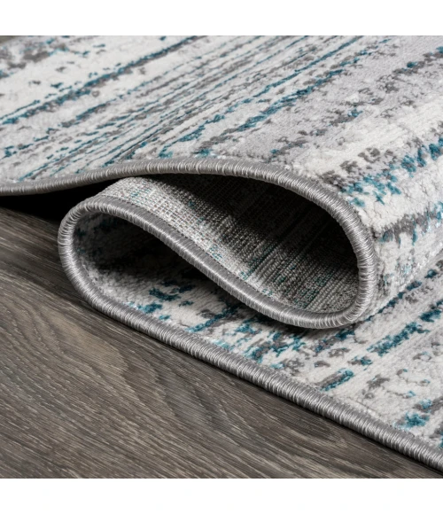 Loom Modern Strie' Gray/Turquoise 2 ft. x 10 ft. Runner Rug