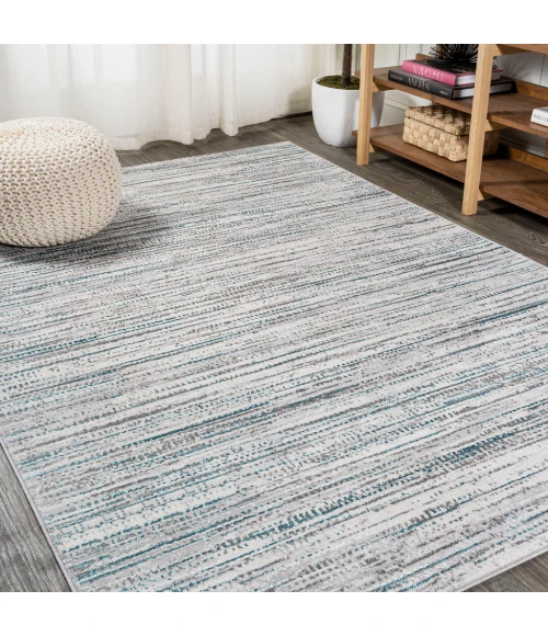 Loom Modern Strie' Gray/Turquoise 5 ft. x 8 ft. Area Rug