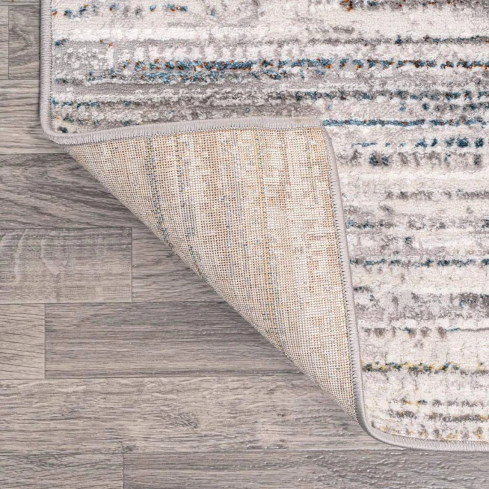 Loom Modern Strie' Gray/Blue/Orange 2 ft. x 8 ft. Runner Rug
