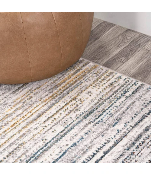 Loom Modern Strie' Gray/Blue/Orange 3 ft. x 5 ft. Area Rug