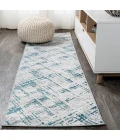 Slant Modern Abstract Gray/Turquoise 2 ft. x 8 ft. Runner Rug
