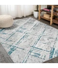 Slant Modern Abstract Gray/Turquoise 8 ft. x 10 ft. Area Rug