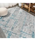 Slant Modern Abstract Gray/Turquoise 8 ft. x 10 ft. Area Rug